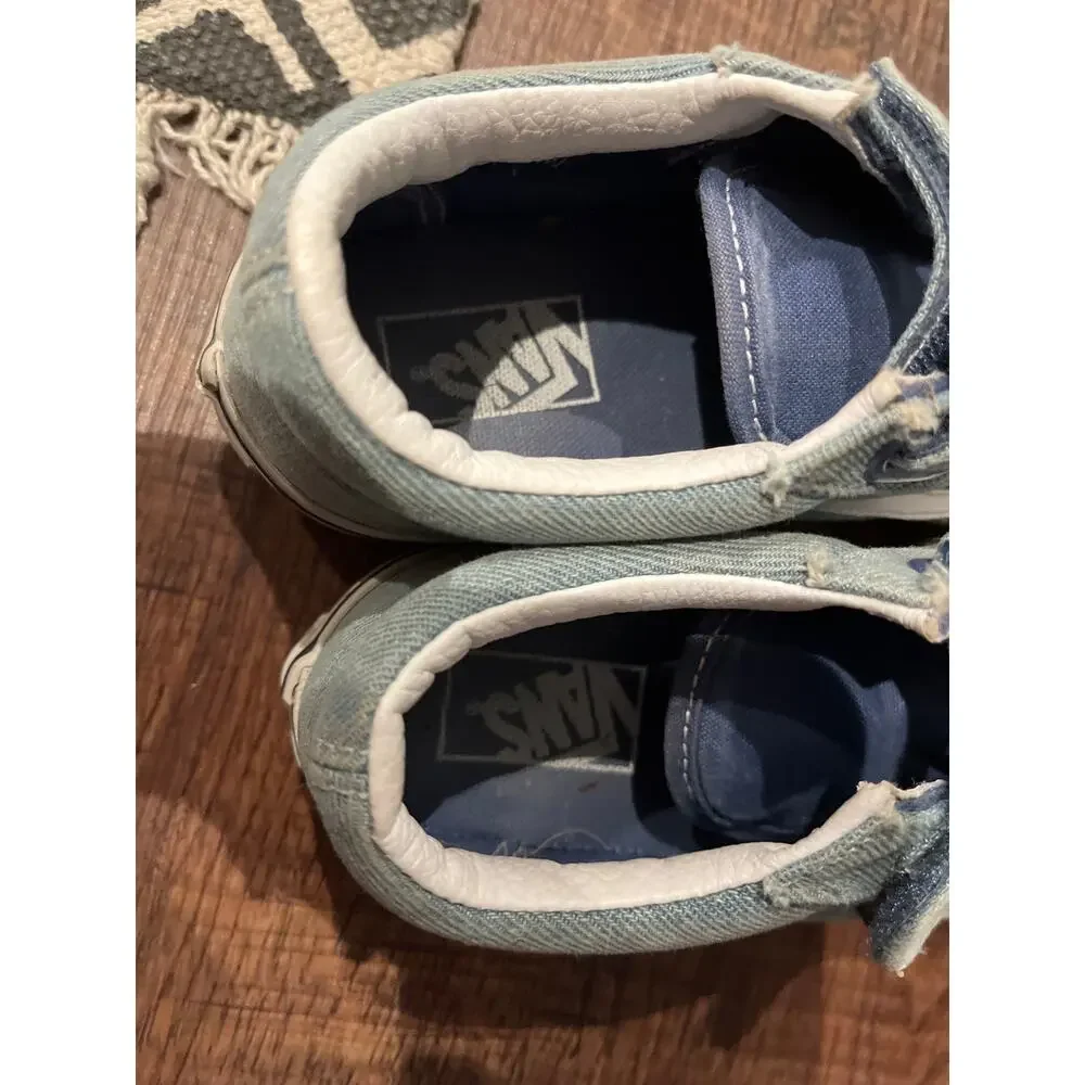 Vans Kids Old School V Denim Blue Floral patch sneakers Little Girls 13